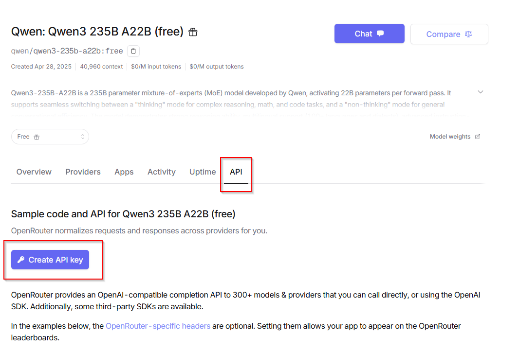 Create API key